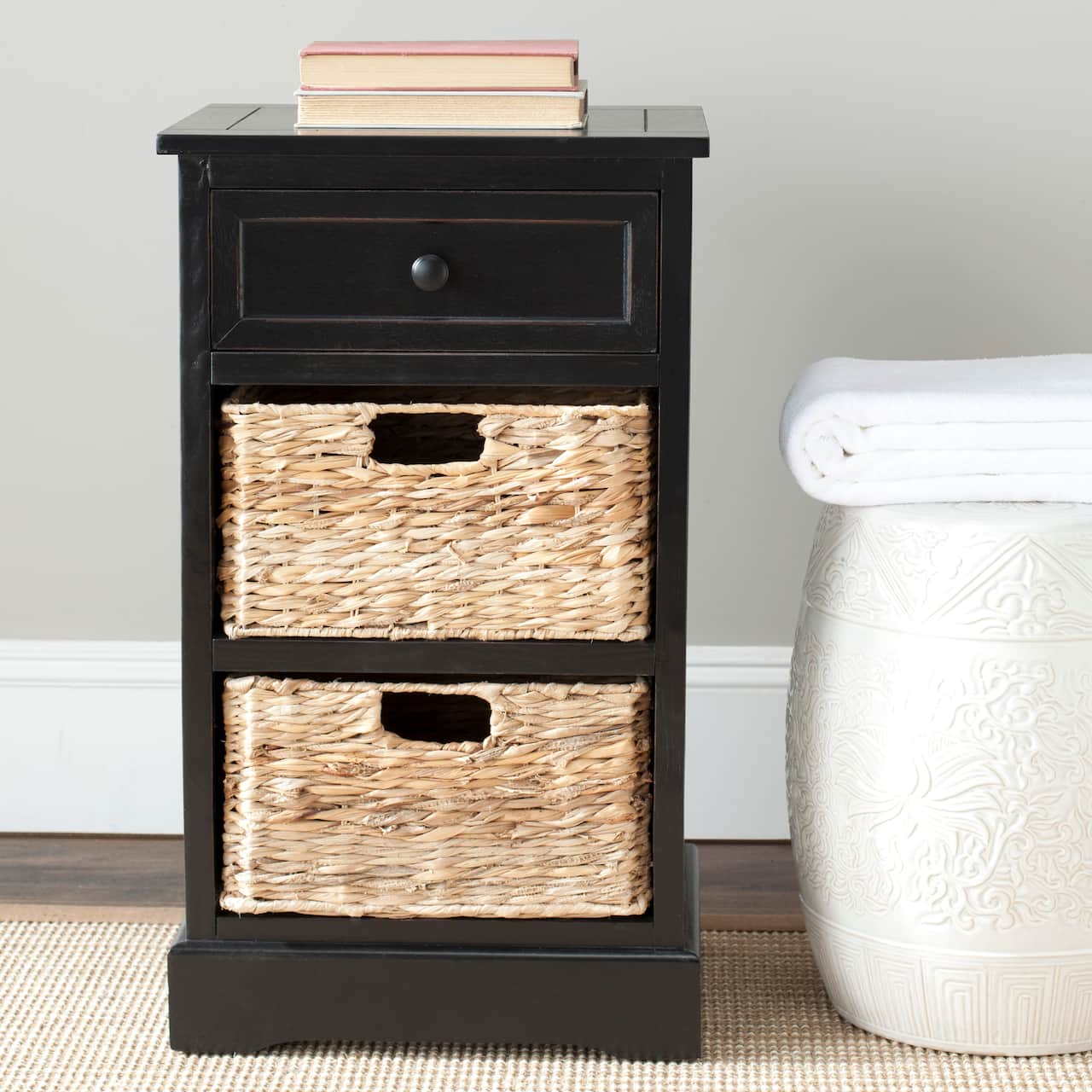 Carrie Side Table in Distressed Black